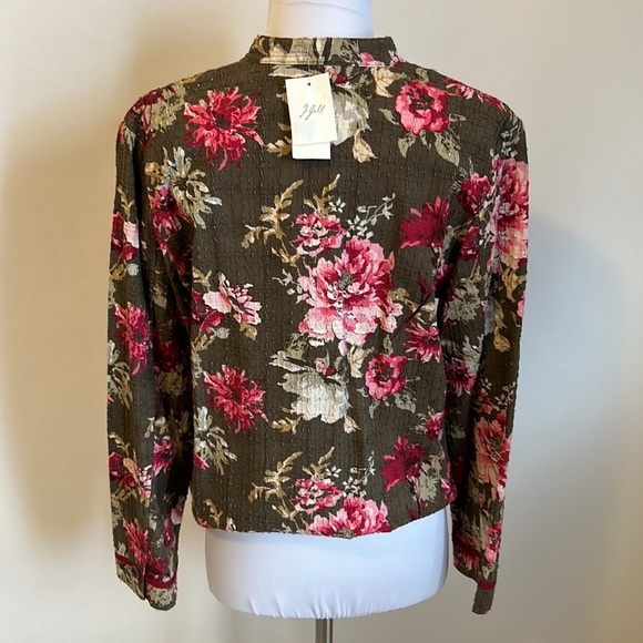 J. Jill Olive Floral Textured Jacket - Picture 2 of 11